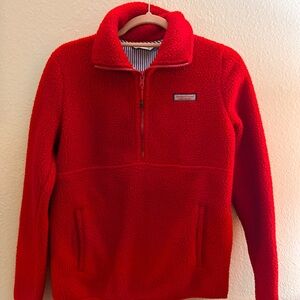 Vineyard Vines Red Fleece Half-Zip Pullover